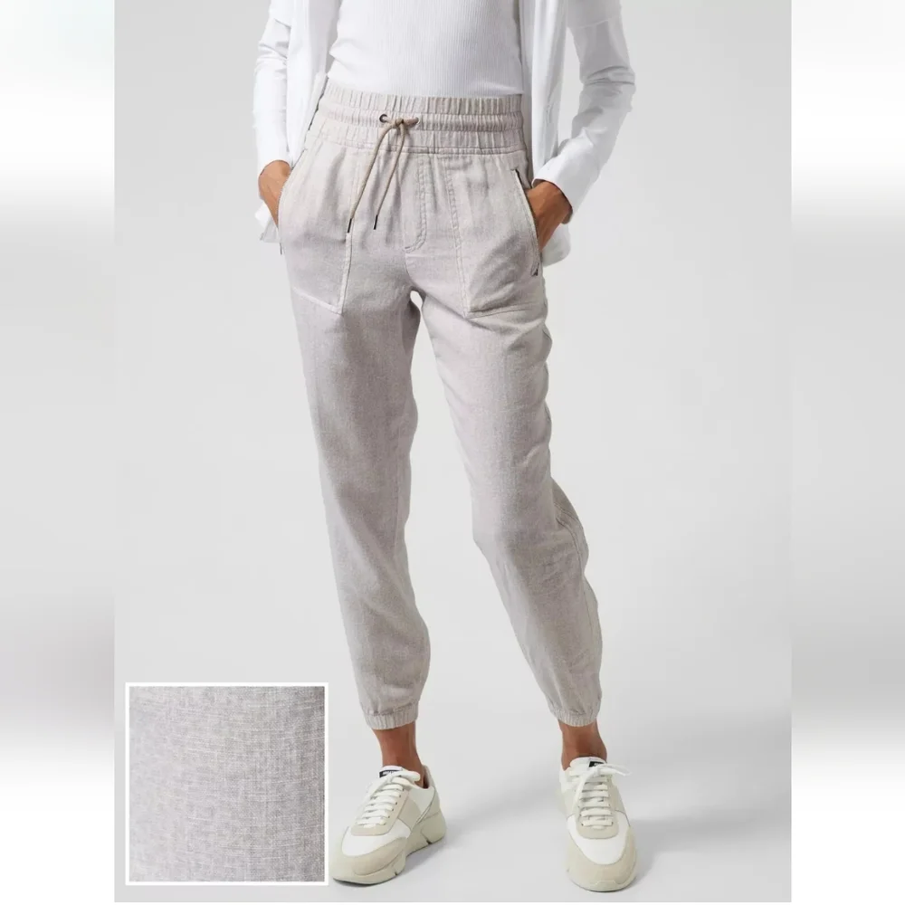 Athleta Cheetah Cabo Linen Jogger Travel Lifestyle Pant - Picture 1 of 10